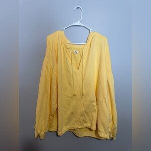 aerie Yellow Hooded Pullover Sweatshirt